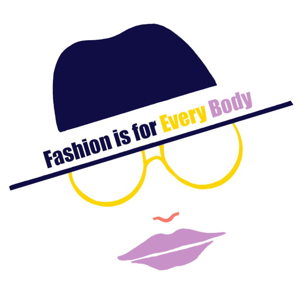 Logo featuring a stylized face with the text "Fashion is for Every Body" emphasizing inclusivity in fashion.