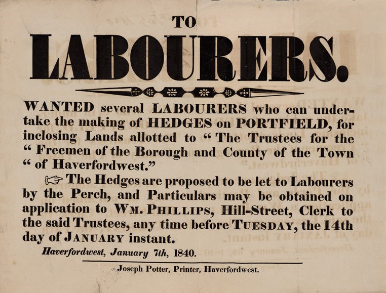 Black and white newspaper advertisement for a laborer job listing with text details.