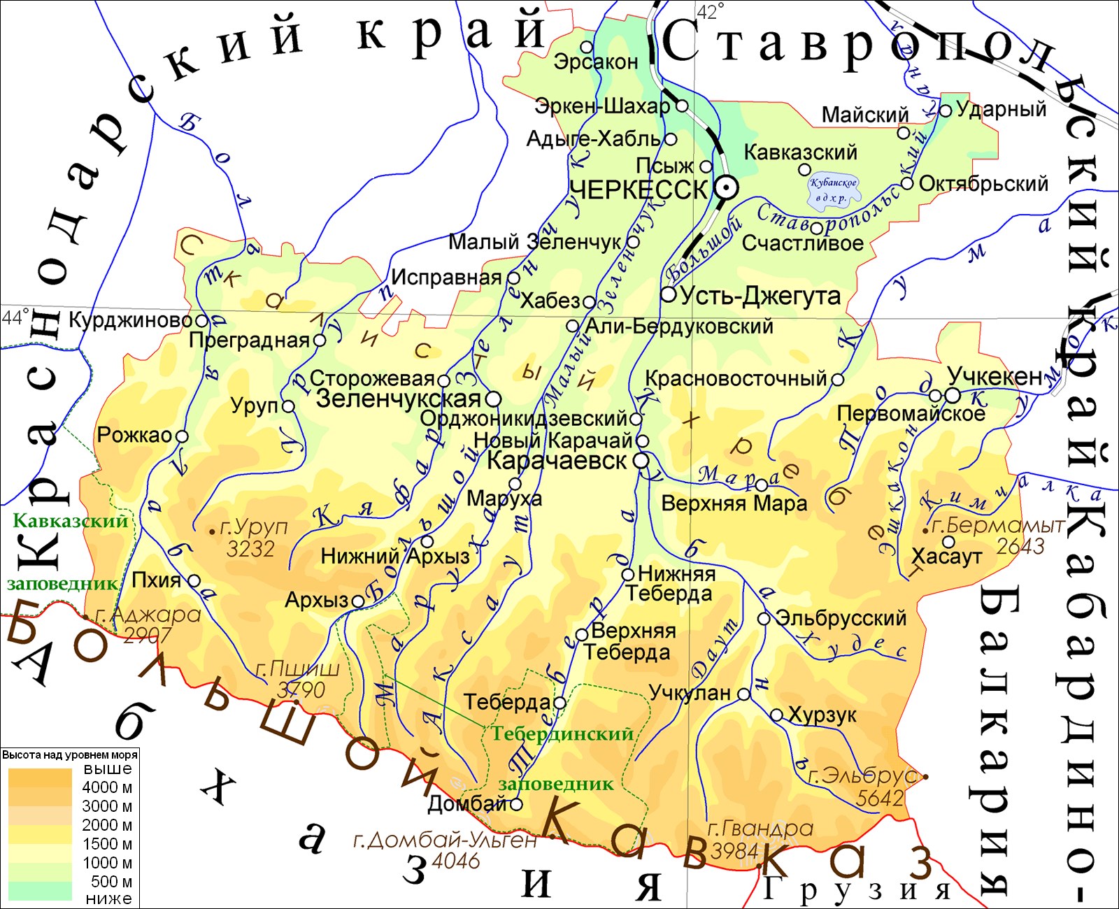 Detailierte Karte von Ukraine mit geografischen Merkmalen, Text, Zahlen und Grenzen auf einem Plakat.
