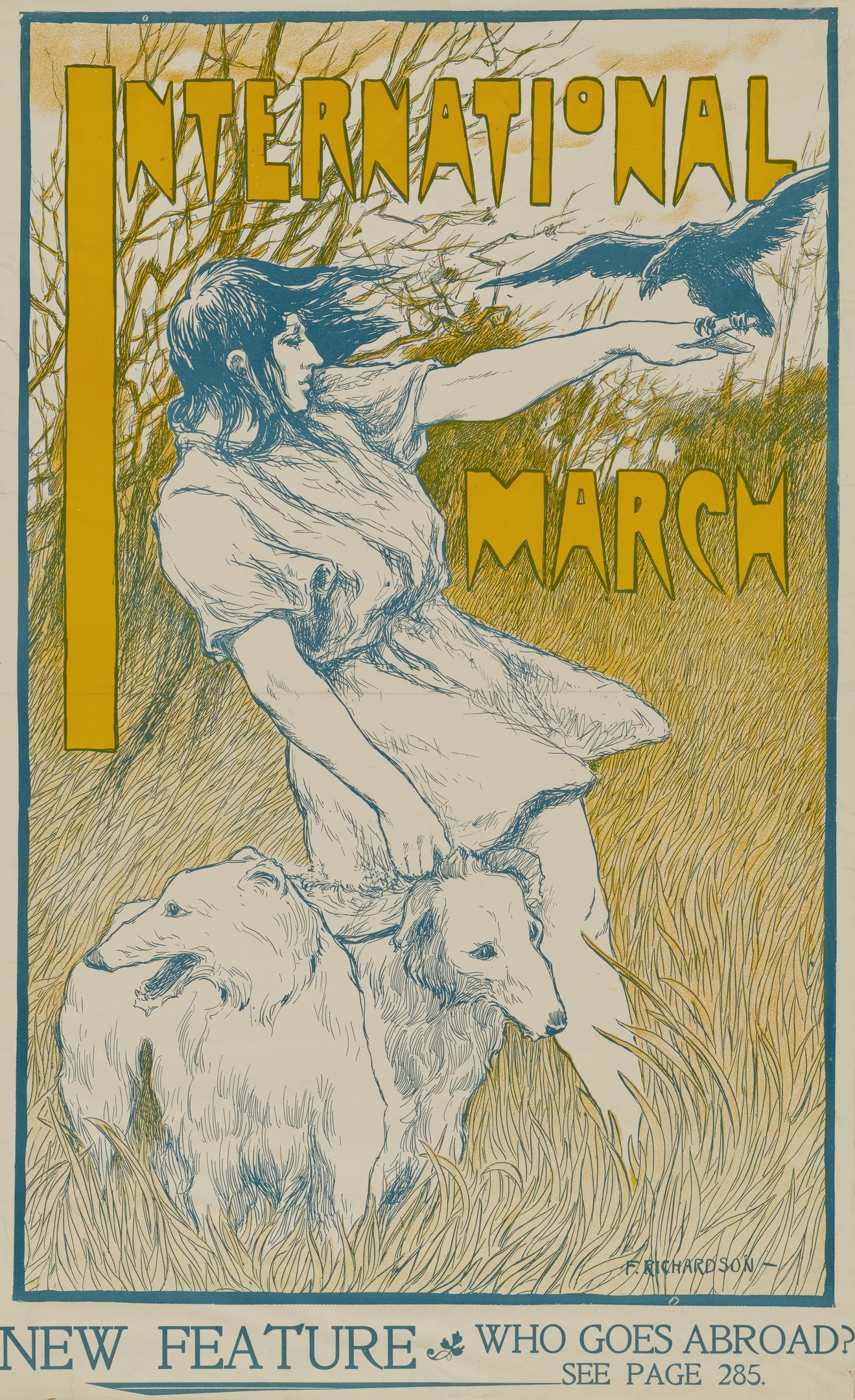 Plakat für die Internationale Demonstration mit einem Frauenbild und einem Hund, das Ereignisinformationstext enthält.