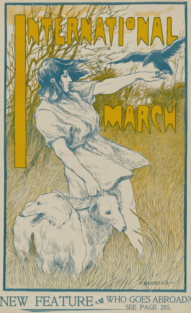 Plakat für die Internationale Demonstration mit einem Frauenbild und einem Hund, das Ereignisinformationstext enthält.