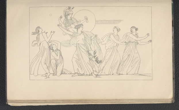 Ein Buchumschlag mit einer lebendigen Illustration einer Gruppe tanzender Frauen in energischen, synchronen Posen, mit detaillierter Kleidung und Gesichtsmerkmalen.