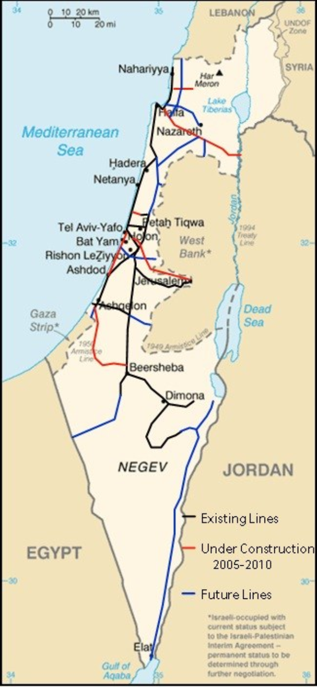 Detailierte Karte von Israel und Palästina mit Text und Linien, die das Ausmaß des Konflikts anzeigen, einschließlich geografischer Merkmale und Stadtnamen.