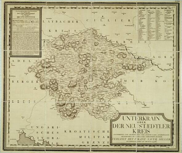 Old paper map of the Netherlands in the 17th century showing the Unterland region of the Neusiedler Kreis.