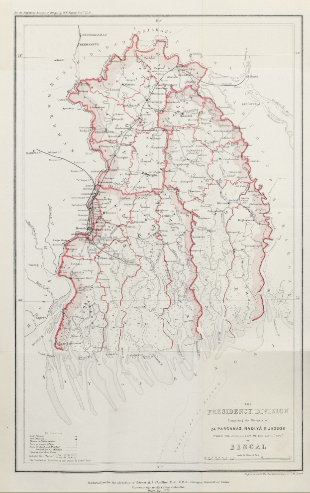 Old map of Kerala, India, outlined with borders, displaying roads, rivers, and geographical features in blue, green, and yellow tones.