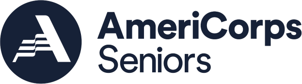 American Corps of Seniors-Logo mit fettgedrucktem 'American Corps' in schwarzer Schrift über 'Seniors' in kleinerer Schrift auf weißem Hintergrund.