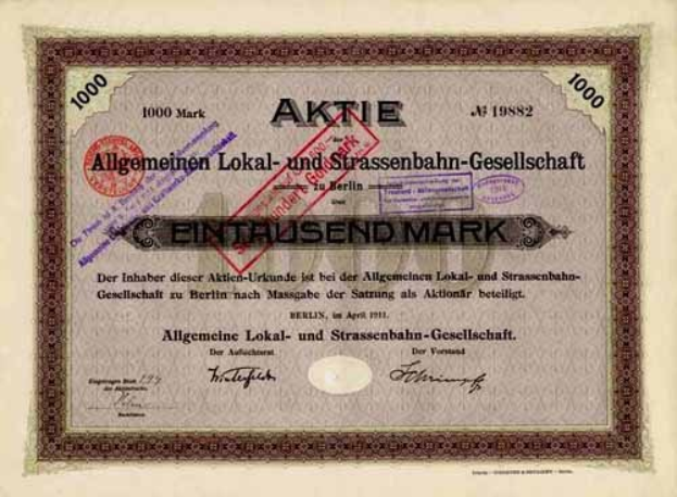 Altes deutsches Wertpapier mit gedrucktem Text und numerischen Werten