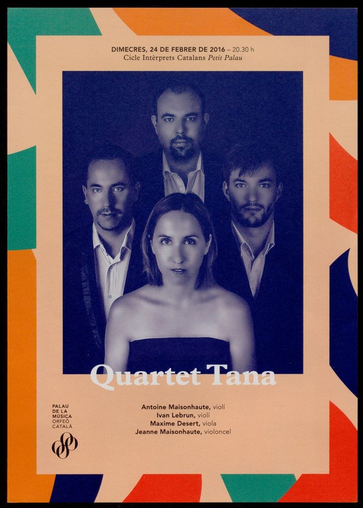 Plakat für ein Konzert der Musikgruppe Quartet Tana mit vier Personen