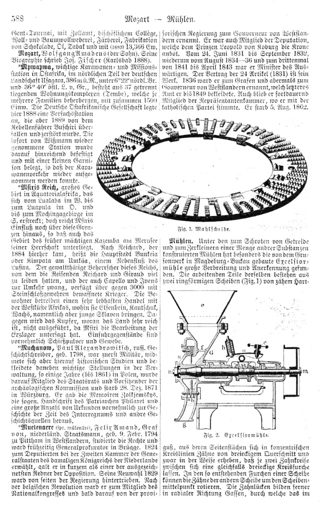 Eine Seite aus dem deutschen Patent 558 (1881) mit einer Zeichnung einer Kreismaschine und begleitendem Text.