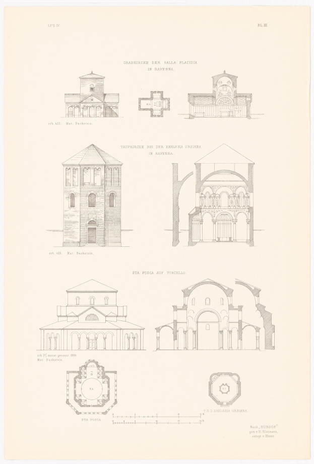 Illustration of various building types with detailed architectural features, accompanied by descriptive text about their history.
