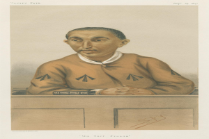 Ein Mann in einem weißen Hemd und dunklen Hosen sitzt an einem Tisch und schaut ernst, mit dem Text "Die Turf-Betrügereien" unten auf dem Bild.