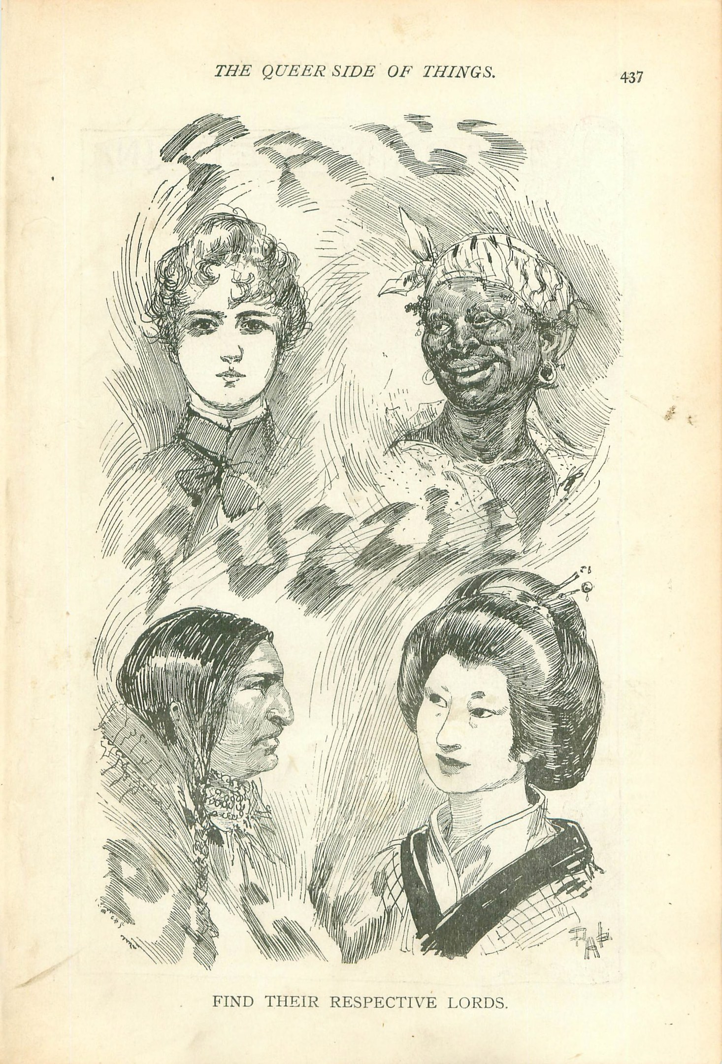 Das Cover eines alten Buches namens "Die queere Seite der Dinge" zeigt vier illustrierte FrauenGesichter.