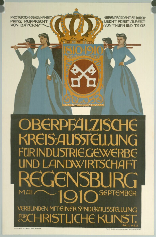 Poster for the 1910 German Revolution depicting a group of people and a crown, with text providing event details.