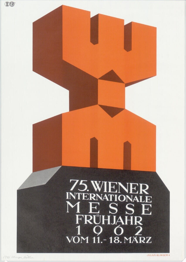 Plakat für die 75. Internationale Messe Frühjahr in München, Deutschland, mit einer farbenfrohen zentralen Skulptur und Textinformationen zum Event.