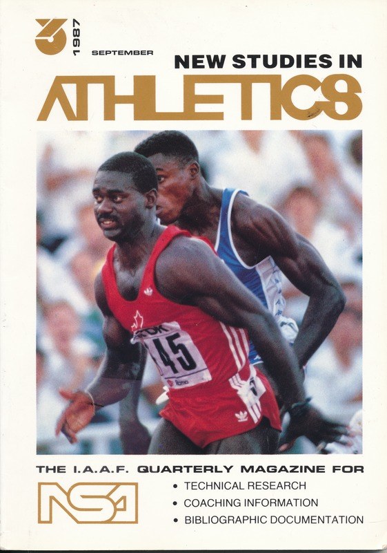Titelbild eines Buches namens "Neue Studien im Leichtathletik September 1987" mit zwei Personen auf dem Cover.